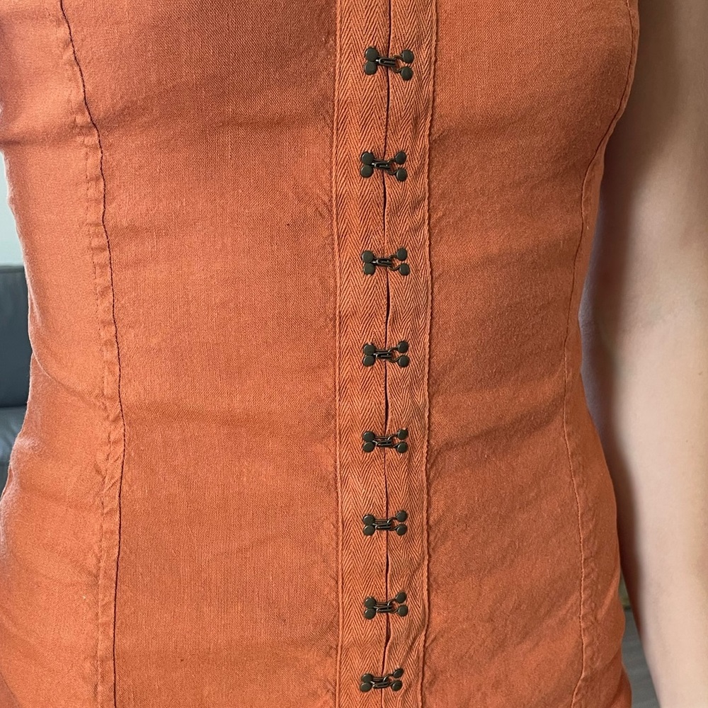Keith Linen Rust Color Mini Dress - Picture 4 of 6